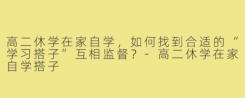 高二休学在家自学,如何找到合适的“学习搭子”互相监督?-高二休学在家自学搭子