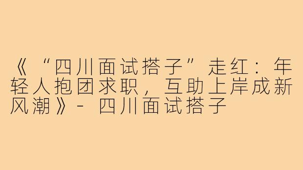 《“四川面试搭子”走红：年轻人抱团求职，互助上岸成新风潮》-四川面试搭子
