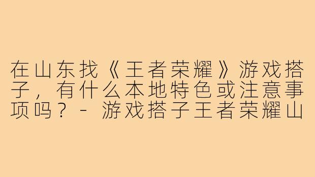 在山东找《王者荣耀》游戏搭子，有什么本地特色或注意事项吗？