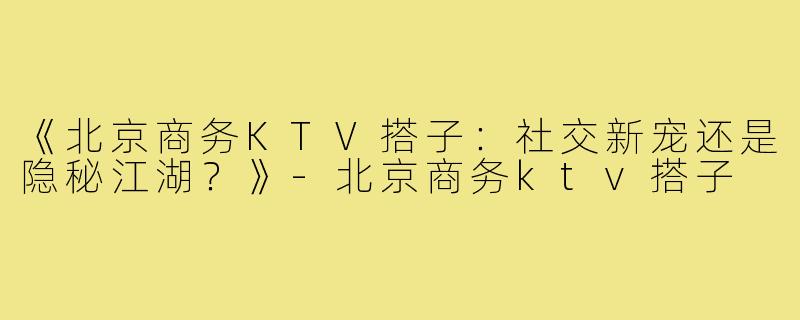 《北京商务KTV搭子:社交新宠还是隐秘江湖?》-北京商务ktv搭子