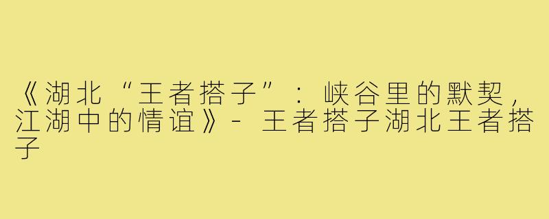 《湖北“王者搭子”:峡谷里的默契,江湖中的情谊》-王者搭子湖北王者搭子