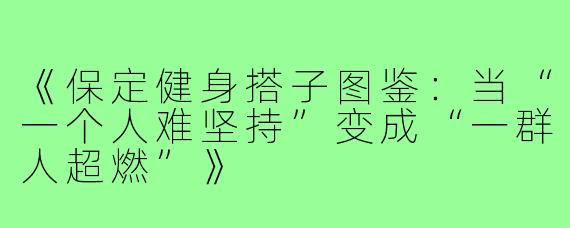 《保定健身搭子图鉴：当“一个人难坚持”变成“一群人超燃”》