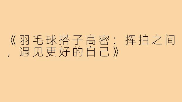 《羽毛球搭子高密：挥拍之间，遇见更好的自己》