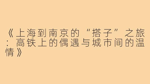 《上海到南京的“搭子”之旅:高铁上的偶遇与城市间的温情》