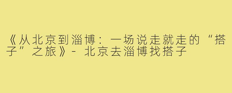 《从北京到淄博：一场说走就走的“搭子”之旅》-北京去淄博找搭子