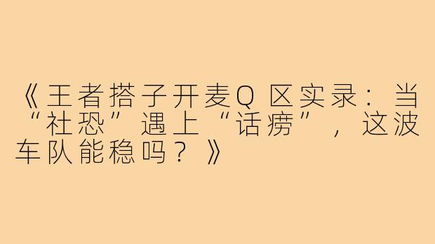 《王者搭子开麦Q区实录：当“社恐”遇上“话痨”，这波车队能稳吗？》