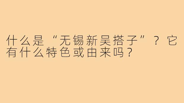 什么是“无锡新吴搭子”？它有什么特色或由来吗？