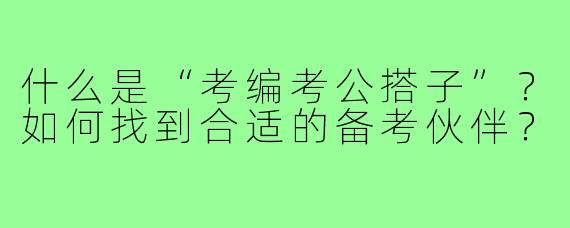 什么是“考编考公搭子”?如何找到合适的备考伙伴?