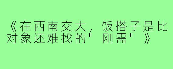 《在西南交大，饭搭子是比对象还难找的