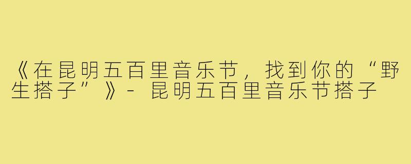 《在昆明五百里音乐节，找到你的“野生搭子”》-昆明五百里音乐节搭子