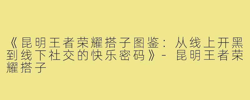 《昆明王者荣耀搭子图鉴：从线上开黑到线下社交的快乐密码》-昆明王者荣耀搭子