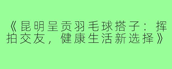 《昆明呈贡羽毛球搭子：挥拍交友，健康生活新选择》