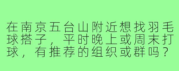 在南京五台山附近想找羽毛球搭子,平时晚上或周末打球,有推荐的组织或群吗?
