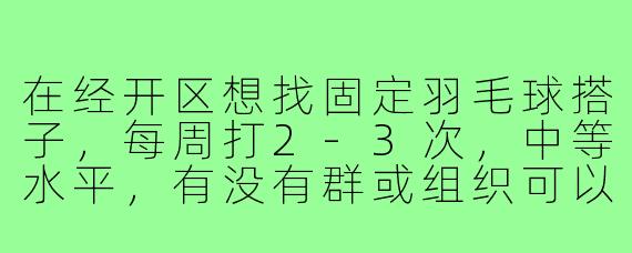 在经开区想找固定羽毛球搭子,每周打2-3次,中等水平,有没有群或组织可以加入?