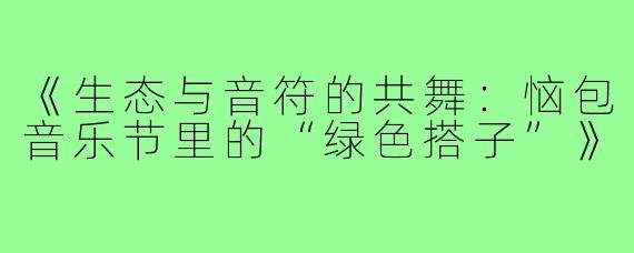 《生态与音符的共舞:恼包音乐节里的“绿色搭子”》