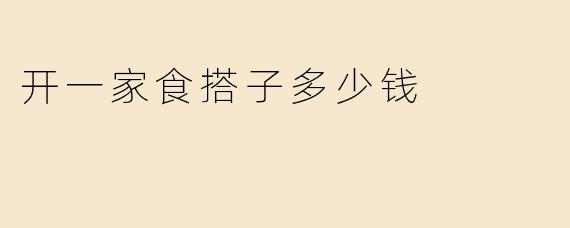 开一家“食搭子”需要多少钱？详细预算解析助你轻松创业