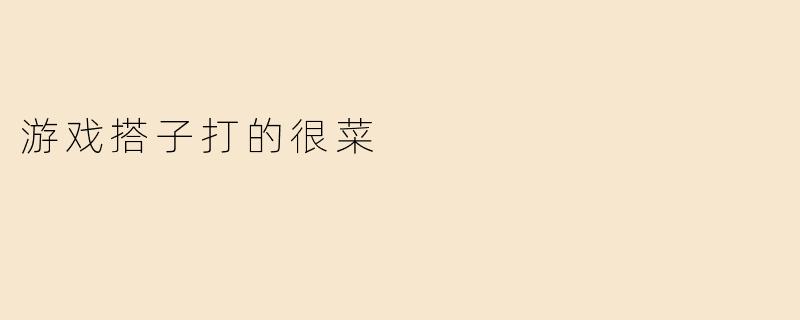 游戏搭子打的很菜