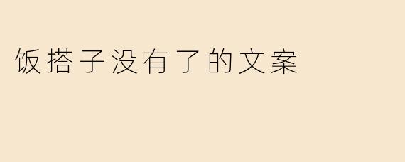 饭搭子没有了的文案