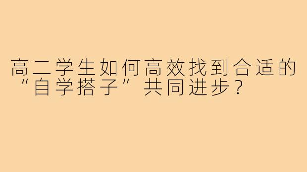 高二学生如何高效找到合适的“自学搭子”共同进步？