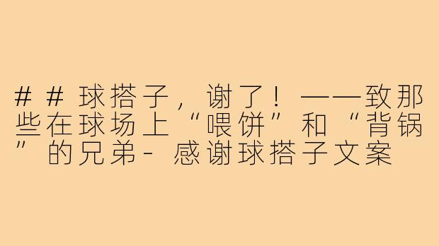 ##球搭子，谢了！——致那些在球场上“喂饼”和“背锅”的兄弟-感谢球搭子文案