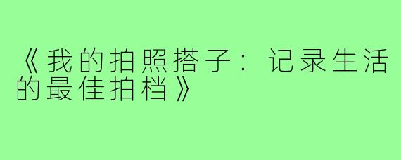 《我的拍照搭子：记录生活的最佳拍档》