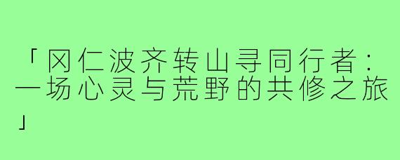 「冈仁波齐转山寻同行者：一场心灵与荒野的共修之旅」