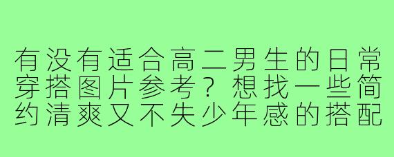 有没有适合高二男生的日常穿搭图片参考？想找一些简约清爽又不失少年感的搭配。