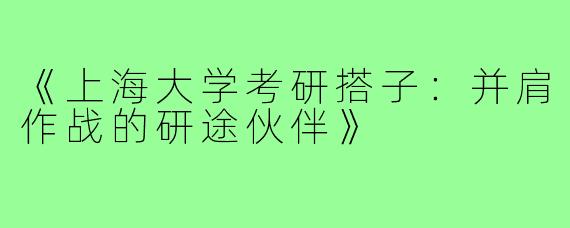 《上海大学考研搭子：并肩作战的研途伙伴》