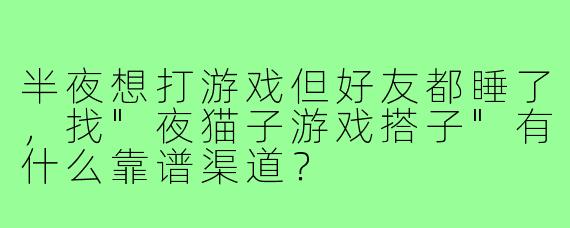 半夜想打游戏但好友都睡了,找