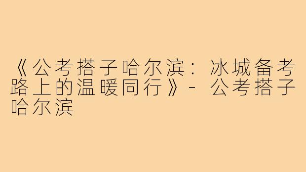 《公考搭子哈尔滨：冰城备考路上的温暖同行》-公考搭子哈尔滨