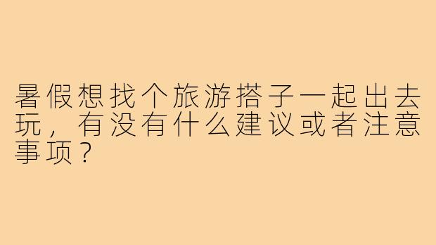 暑假想找个旅游搭子一起出去玩，有没有什么建议或者注意事项？