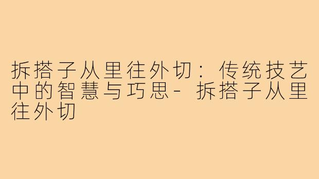 拆搭子从里往外切:传统技艺中的智慧与巧思-拆搭子从里往外切