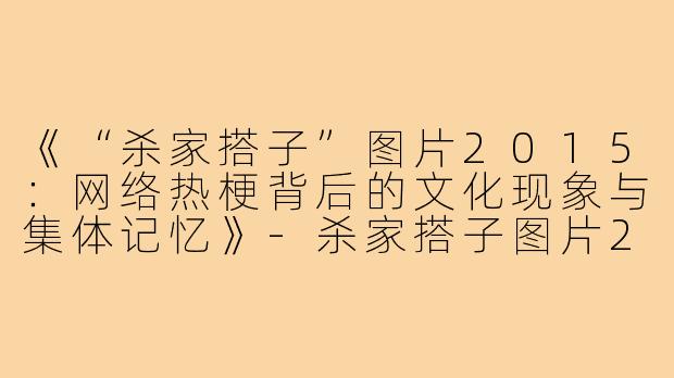 《“杀家搭子”图片2015：网络热梗背后的文化现象与集体记忆》-杀家搭子图片2015