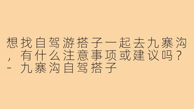 想找自驾游搭子一起去九寨沟，有什么注意事项或建议吗？-九寨沟自驾搭子