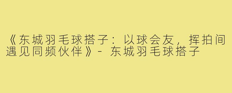 《东城羽毛球搭子：以球会友，挥拍间遇见同频伙伴》-东城羽毛球搭子