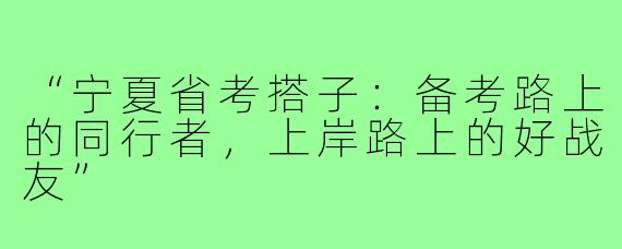 “宁夏省考搭子：备考路上的同行者，上岸路上的好战友”