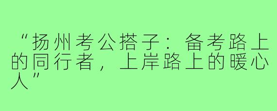 “扬州考公搭子：备考路上的同行者，上岸路上的暖心人”