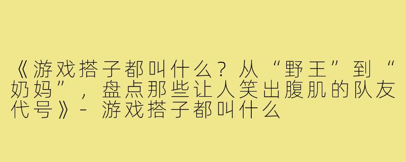 《游戏搭子都叫什么?从“野王”到“奶妈”,盘点那些让人笑出腹肌的队友代号》-游戏搭子都叫什么