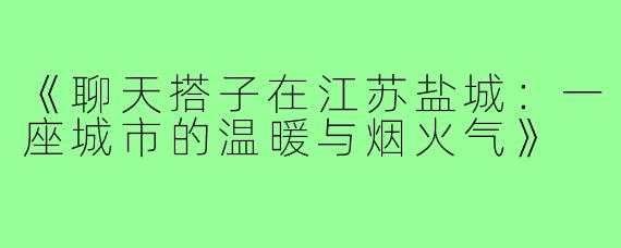《聊天搭子在江苏盐城：一座城市的温暖与烟火气》