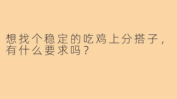 想找个稳定的吃鸡上分搭子，有什么要求吗？