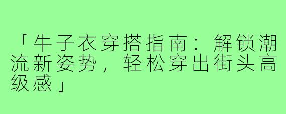 「牛子衣穿搭指南：解锁潮流新姿势，轻松穿出街头高级感」