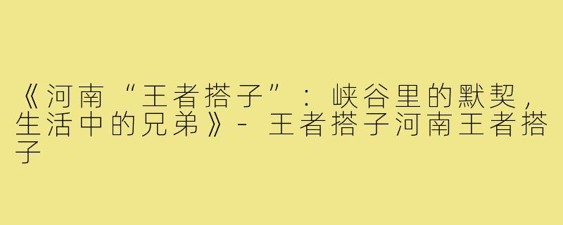 《河南“王者搭子”：峡谷里的默契，生活中的兄弟》-王者搭子河南王者搭子