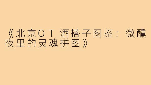 《北京OT酒搭子图鉴：微醺夜里的灵魂拼图》