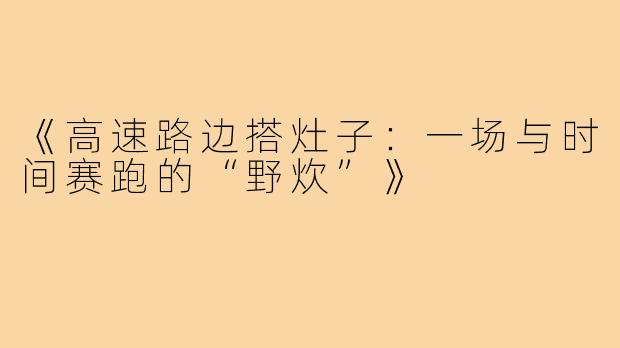 《高速路边搭灶子：一场与时间赛跑的“野炊”》