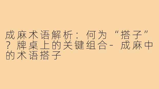 成麻术语解析：何为“搭子”？牌桌上的关键组合-成麻中的术语搭子