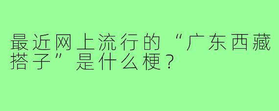 最近网上流行的“广东西藏搭子”是什么梗?
