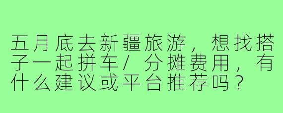 五月底去新疆旅游，想找搭子一起拼车/分摊费用，有什么建议或平台推荐吗？