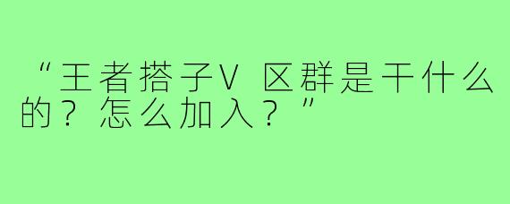 “王者搭子V区群是干什么的？怎么加入？”