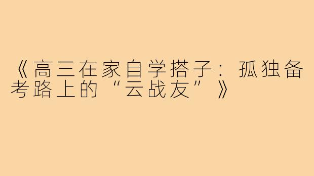 《高三在家自学搭子：孤独备考路上的“云战友”》