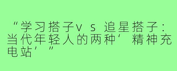 “学习搭子vs追星搭子：当代年轻人的两种‘精神充电站’”
